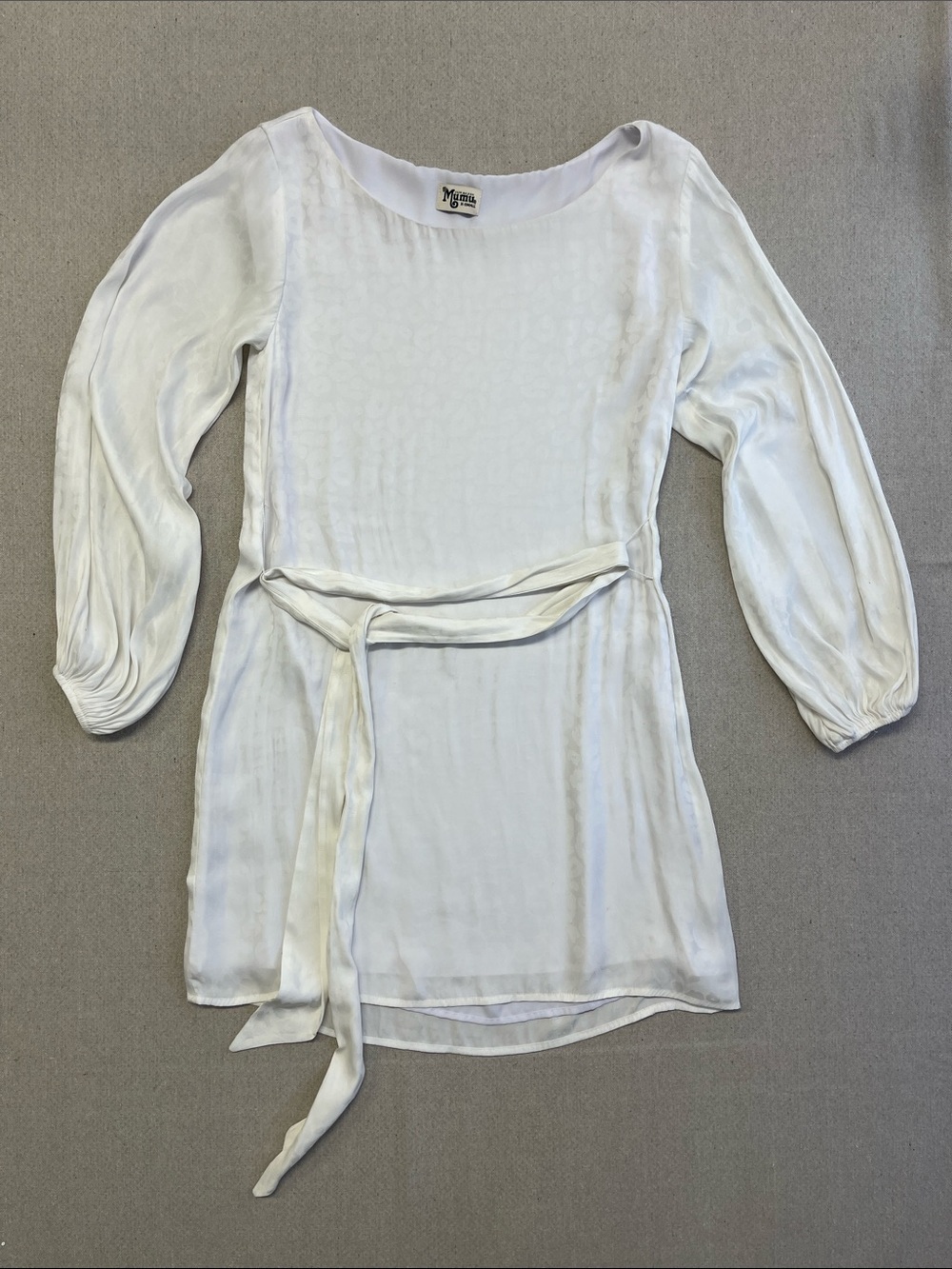 Show Me Your Mumu White Satin Mini Dress Tie Waist XS Romantic Boho